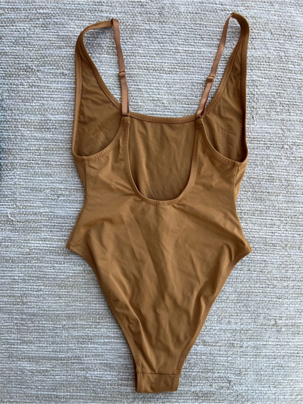 Skims Recycled Swim Scoop Neck One-Piece Suit Tan Brown Size S